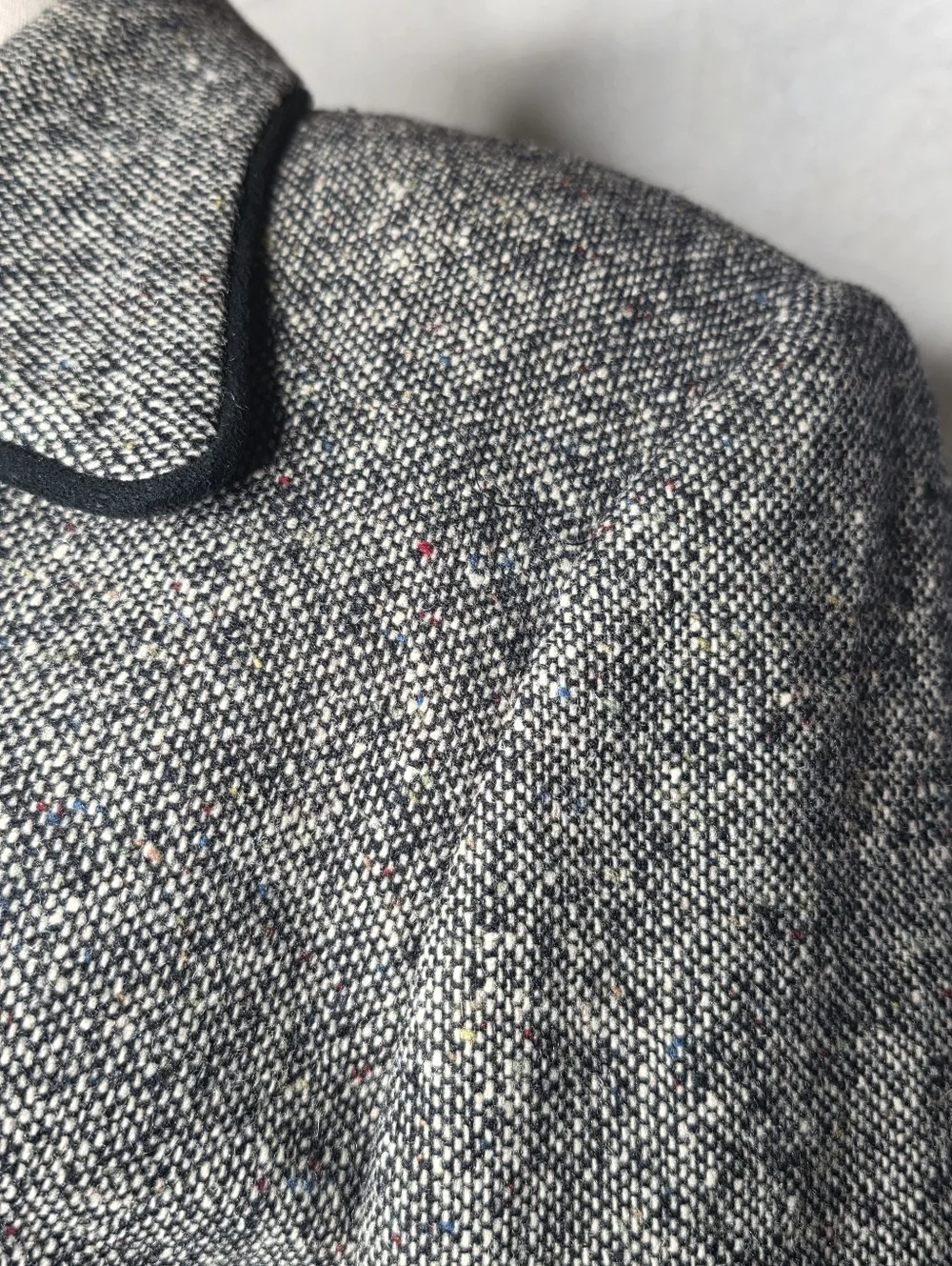 Vintage David N Wool Blend Tweed Blazer Gray Textured Jacket Medium